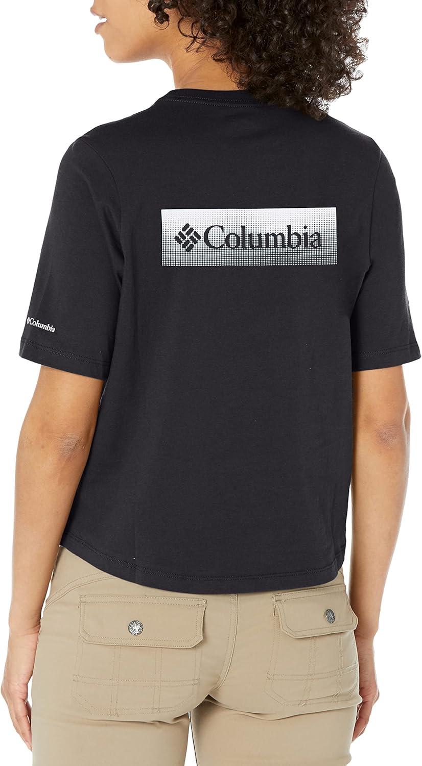 imageColumbia Womens North Cascades Relaxed TeeBlackFramed Halftone Logo Graphic