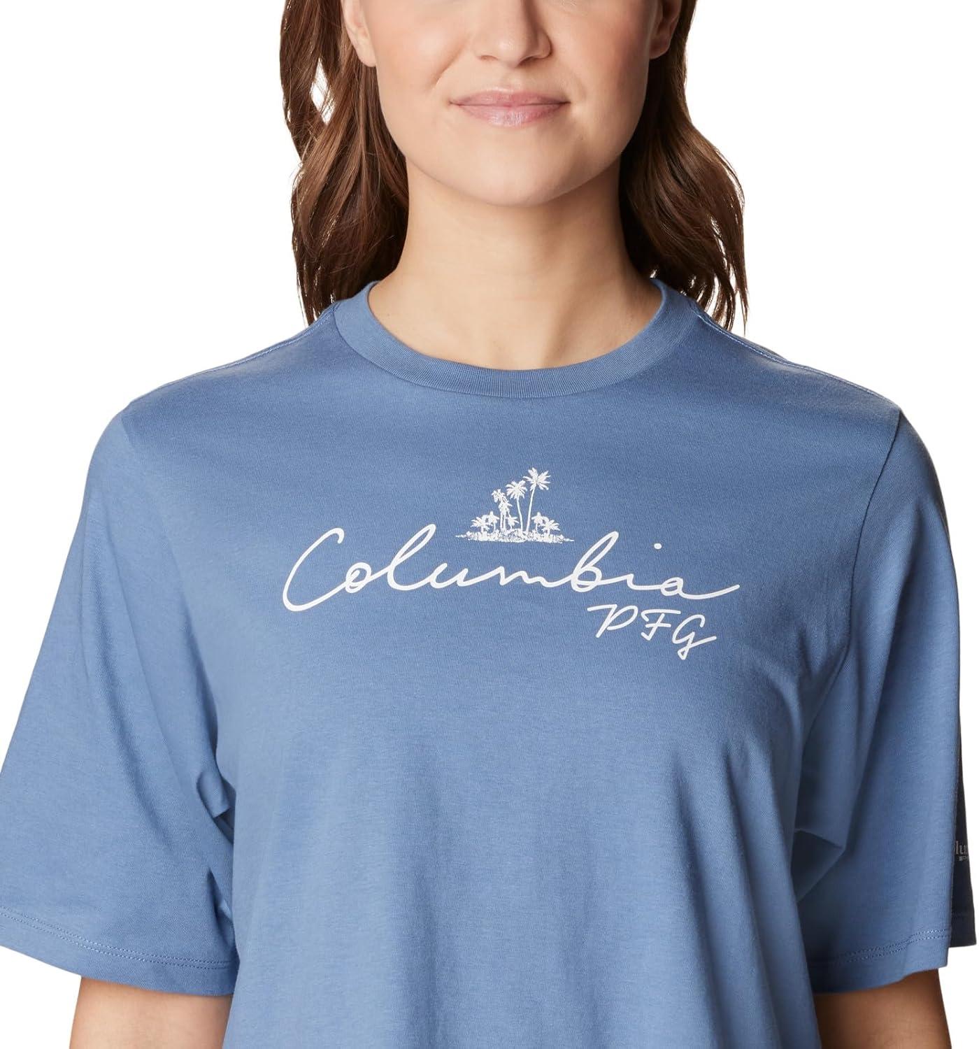 imageColumbia Womens North Cascades Relaxed TeeBluestone White Pfg Script Isle