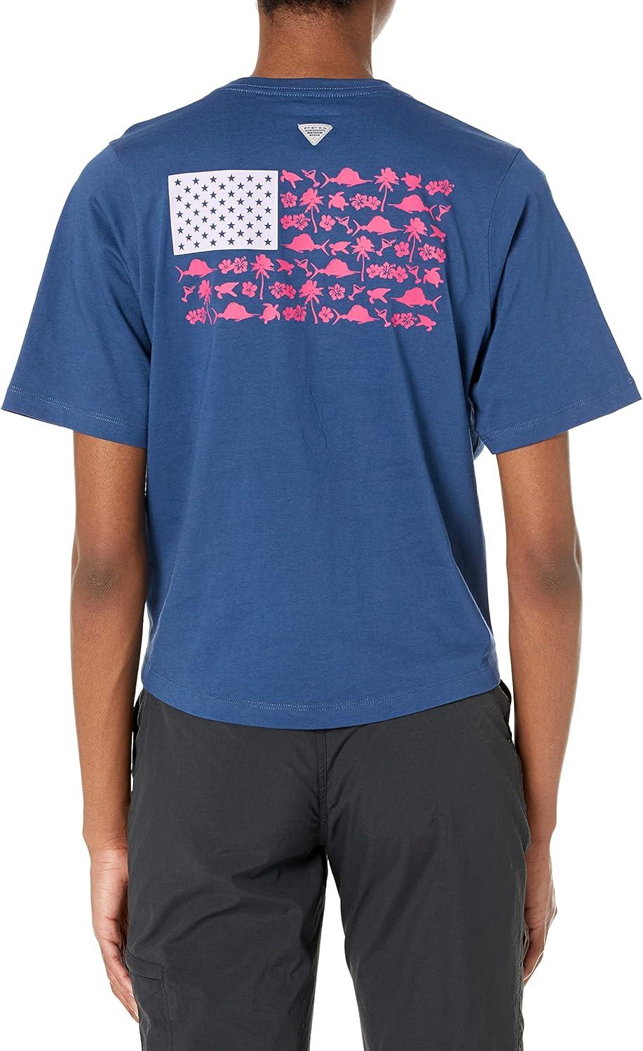 imageColumbia Womens North Cascades Relaxed TeeCarbonFish Friends Flag Graphic