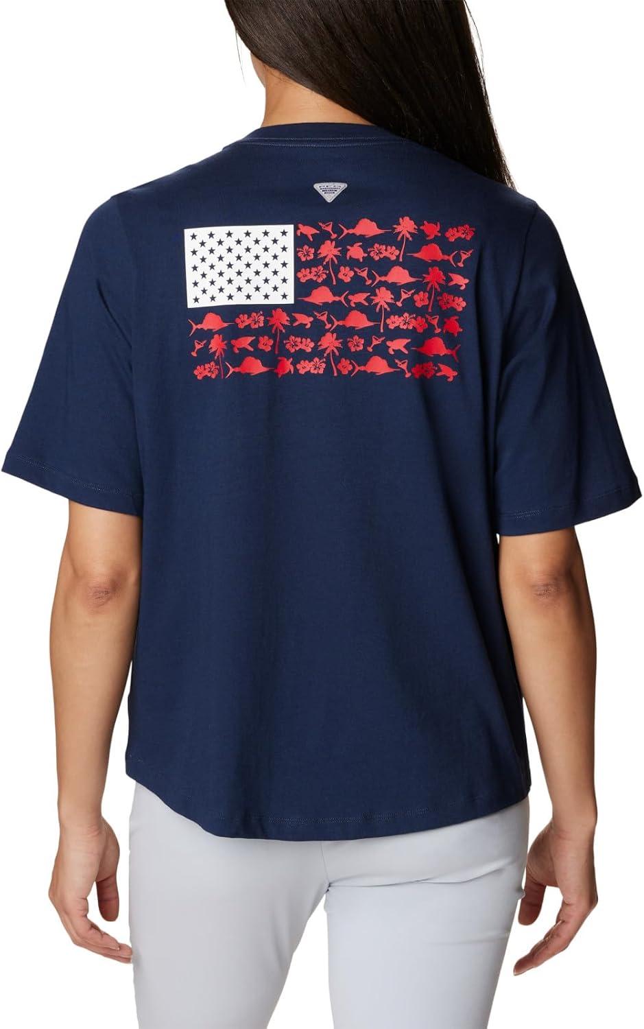 imageColumbia Womens North Cascades Relaxed TeeCollegiate Navy White Fish and Friends