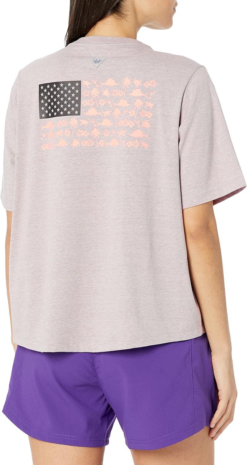 imageColumbia Womens North Cascades Relaxed TeeColumbia Grey HeatherFish Friends Flag