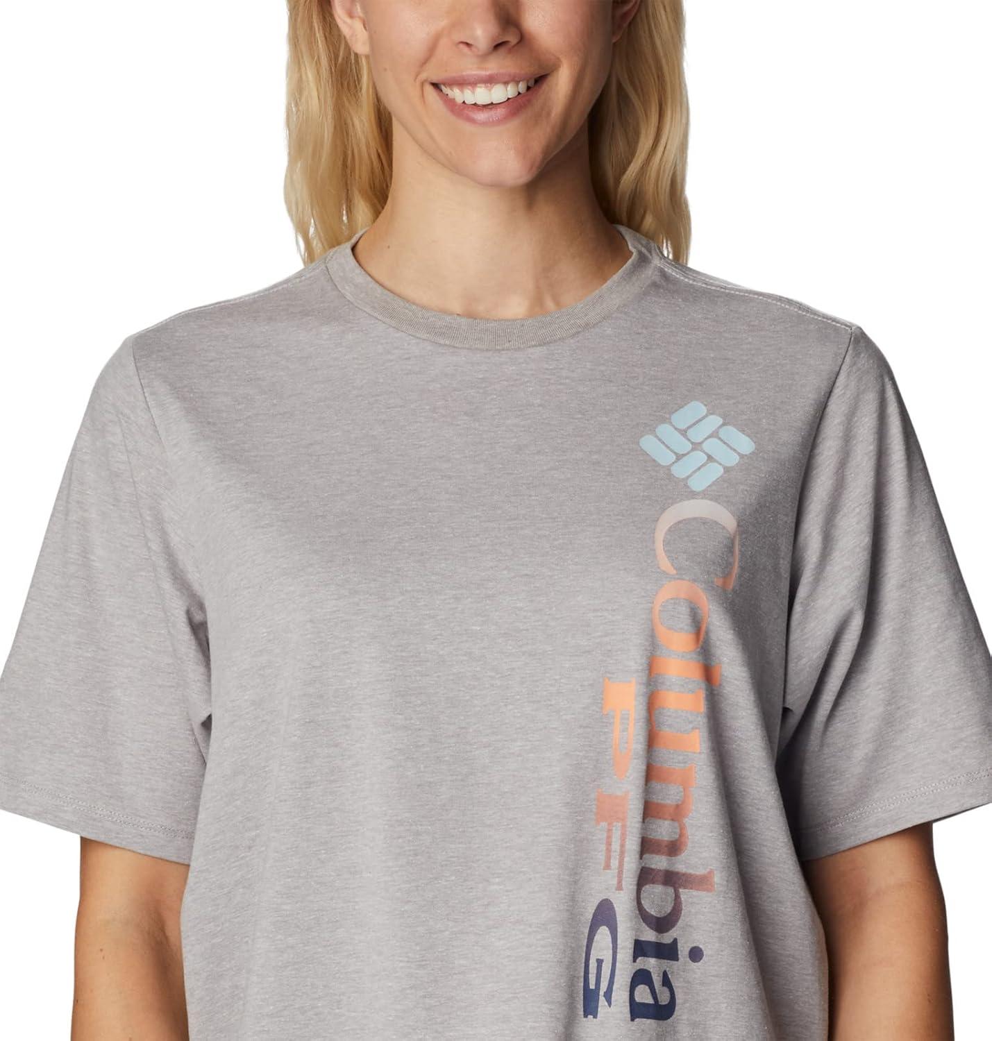 imageColumbia Womens North Cascades Relaxed TeeColumbia Grey HeatherPfg Stacked Vert