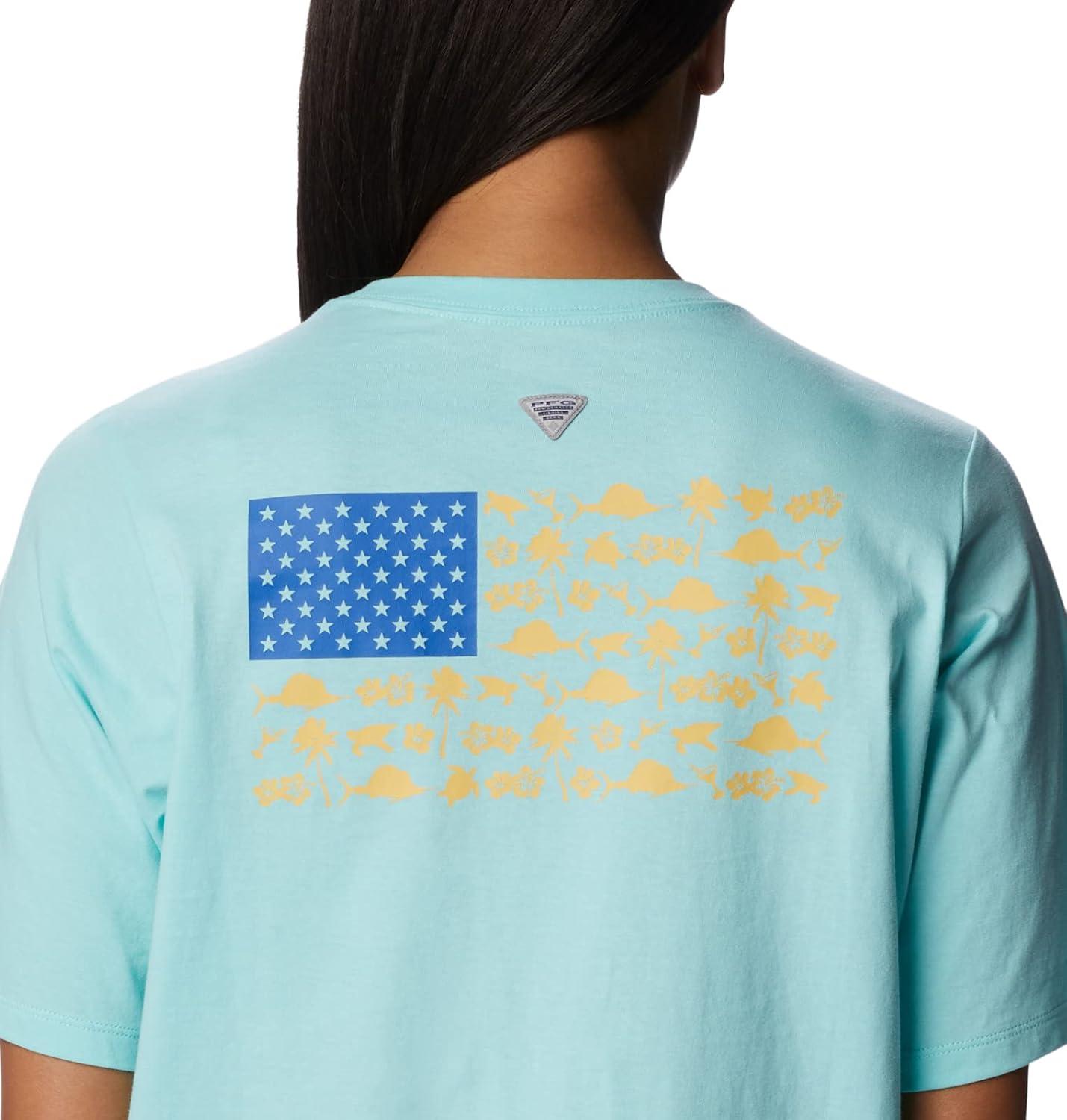 imageColumbia Womens North Cascades Relaxed TeeGulf StreamFish Friends Flag Graphic