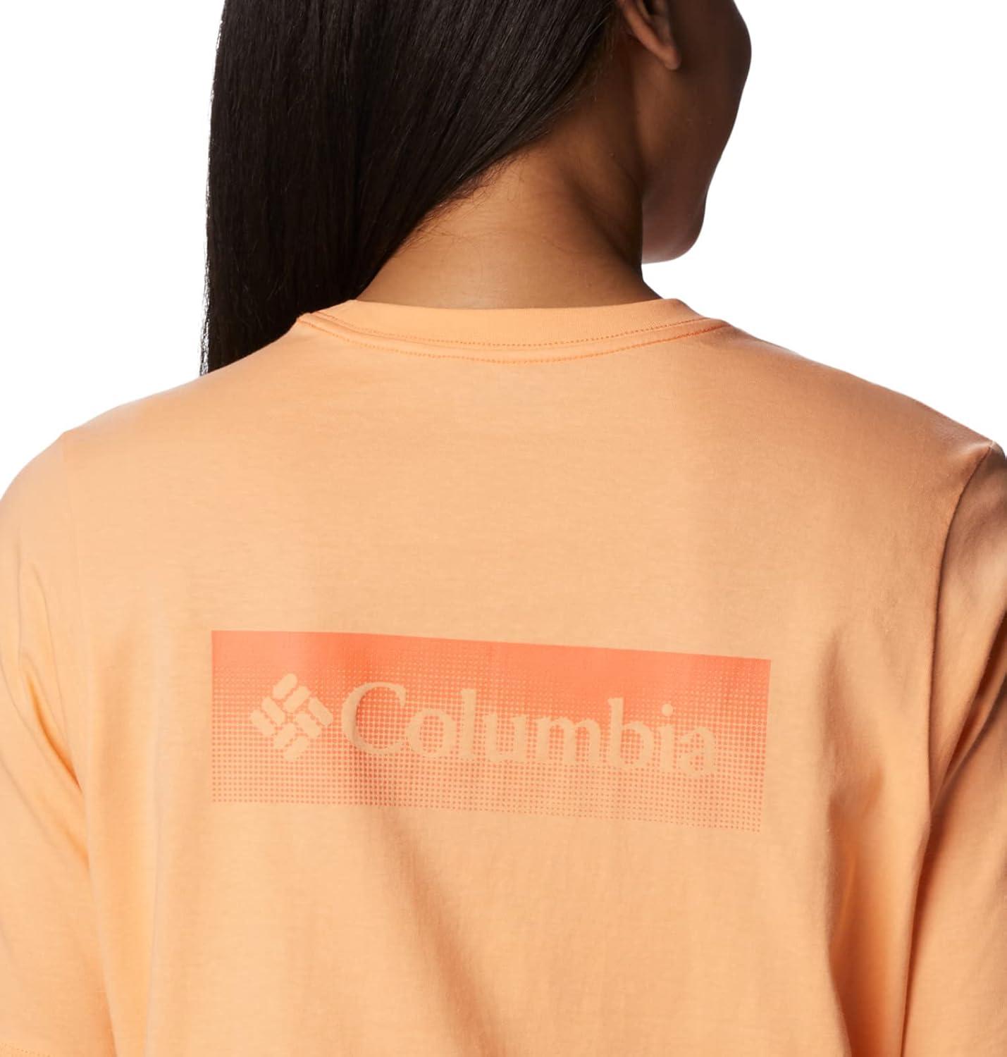 imageColumbia Womens North Cascades Relaxed TeePeachFramed Halftone Logo Graphic