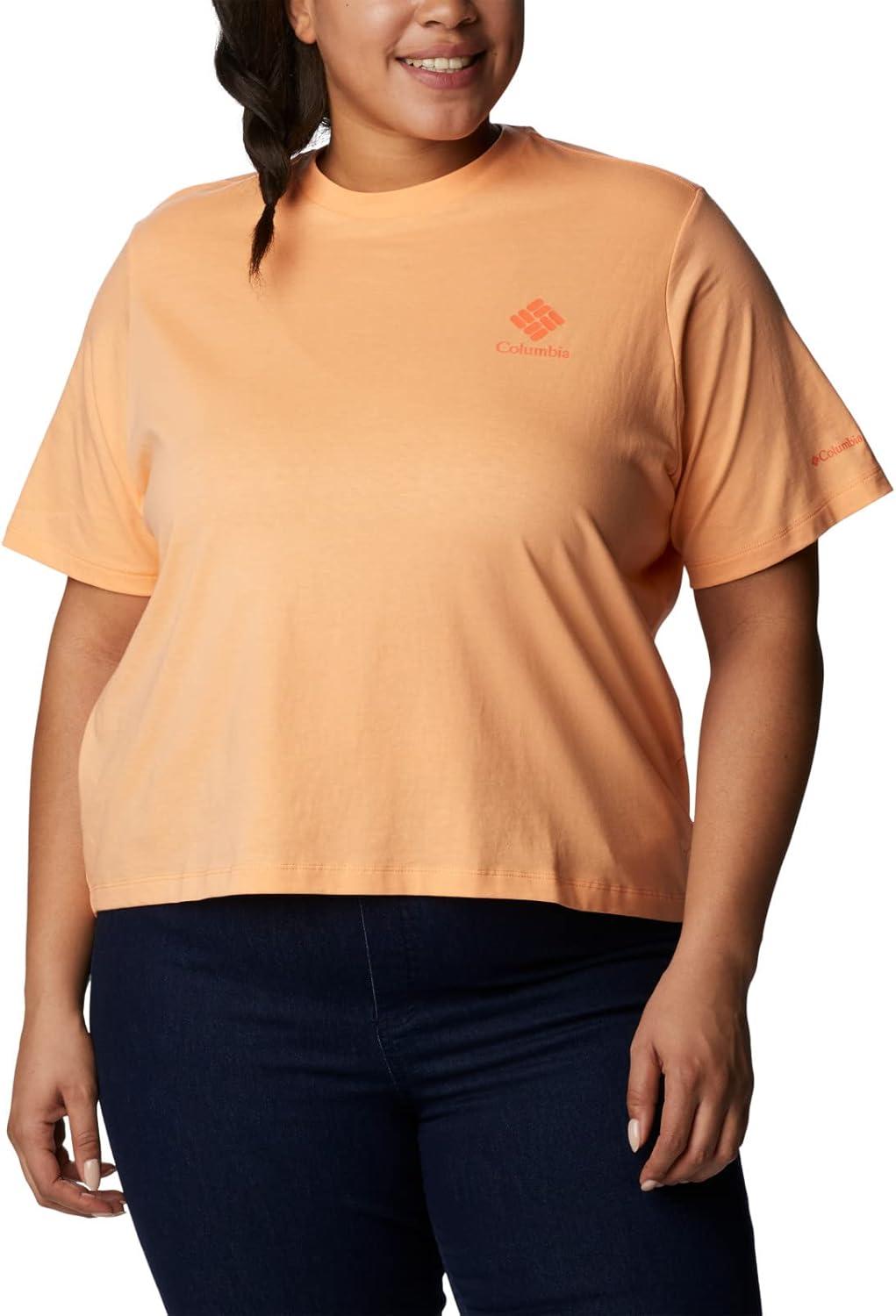 imageColumbia Womens North Cascades Relaxed TeePeachFramed Halftone Logo Graphic