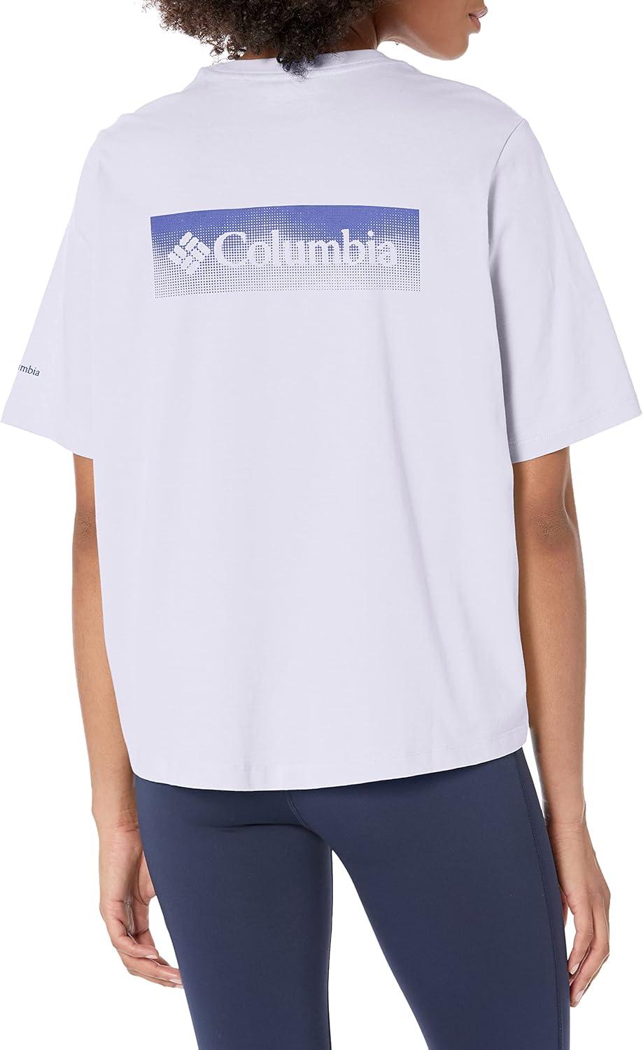 imageColumbia Womens North Cascades Relaxed TeePurple TintFramed Halftone Logo Grx