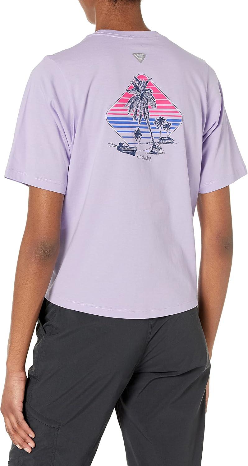 imageColumbia Womens North Cascades Relaxed TeeSoft VioletPanga Palms Graphic