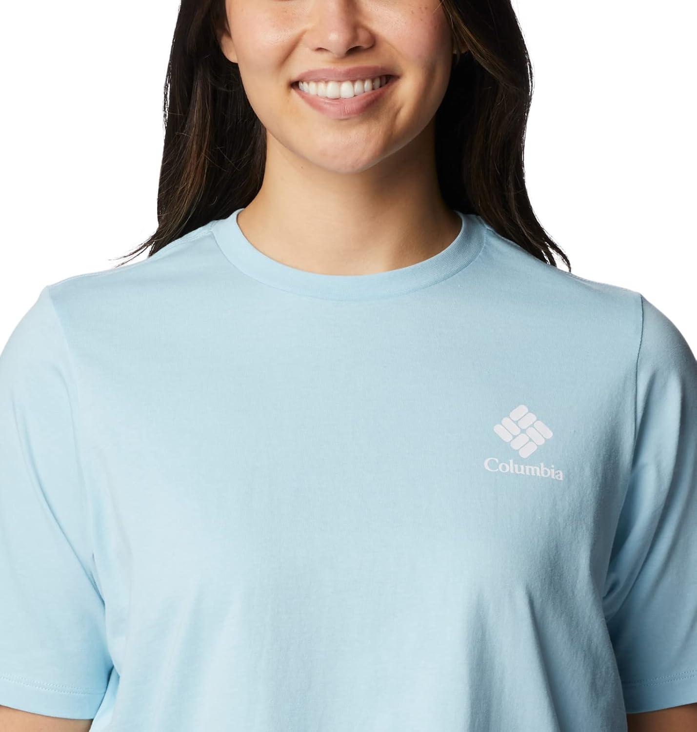 imageColumbia Womens North Cascades Relaxed TeeSpring BlueFramed Halftone Logo Grx
