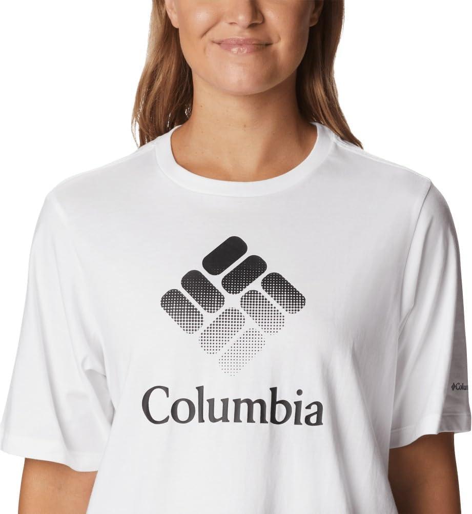 imageColumbia Womens North Cascades Relaxed TeeWhiteFramed Halftone Logo Graphic