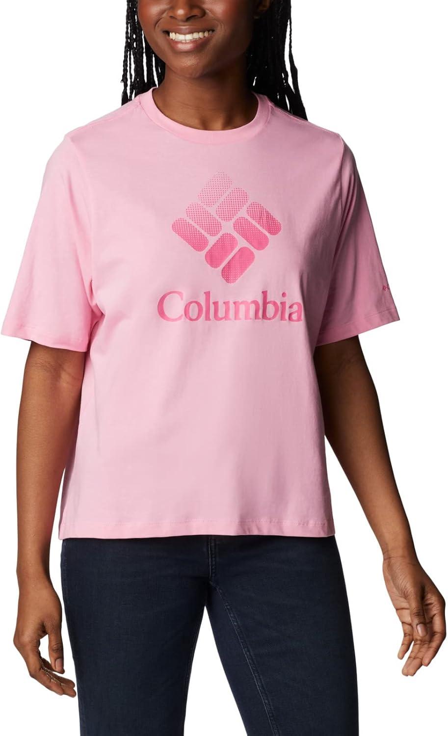 imageColumbia Womens North Cascades Relaxed TeeWild RoseCsc Stacked Gradient Graphic