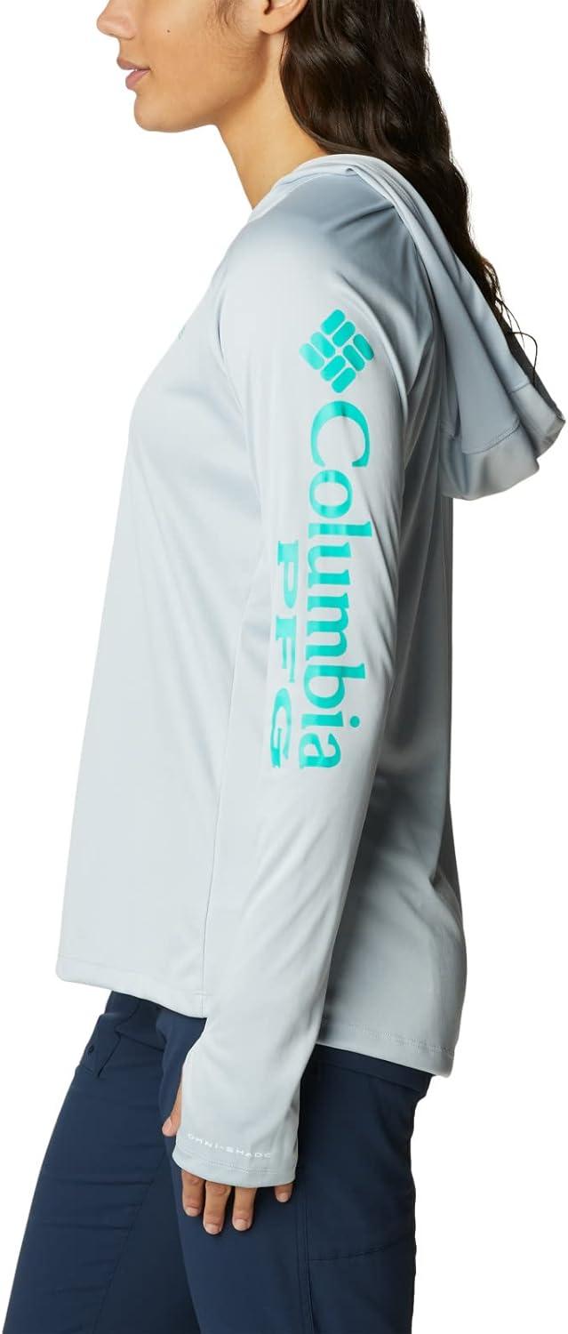 imageColumbia Womens Tidal Tee HoodieCirrus GreyElectric Turquoise Logo