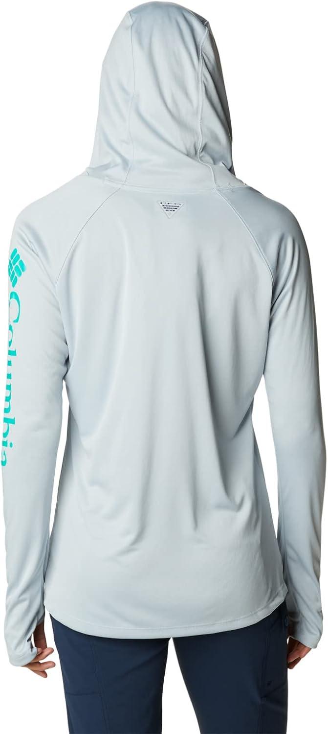 imageColumbia Womens Tidal Tee HoodieCirrus GreyElectric Turquoise Logo