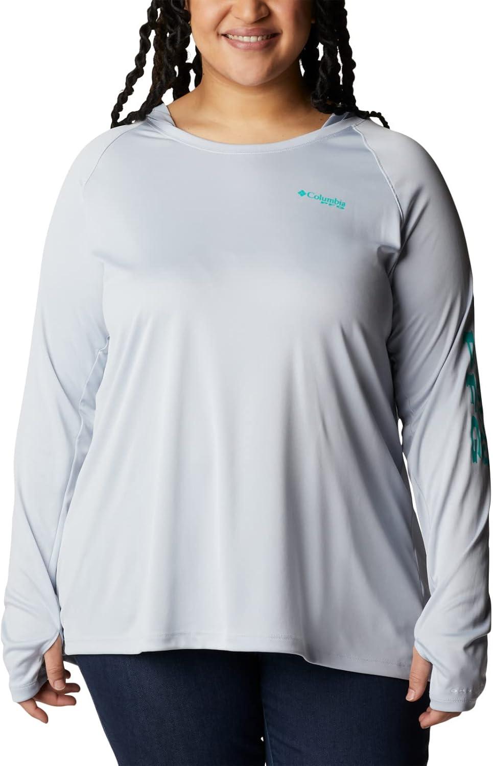 imageColumbia Womens Tidal Tee HoodieCirrus GreyElectric Turquoise Logo