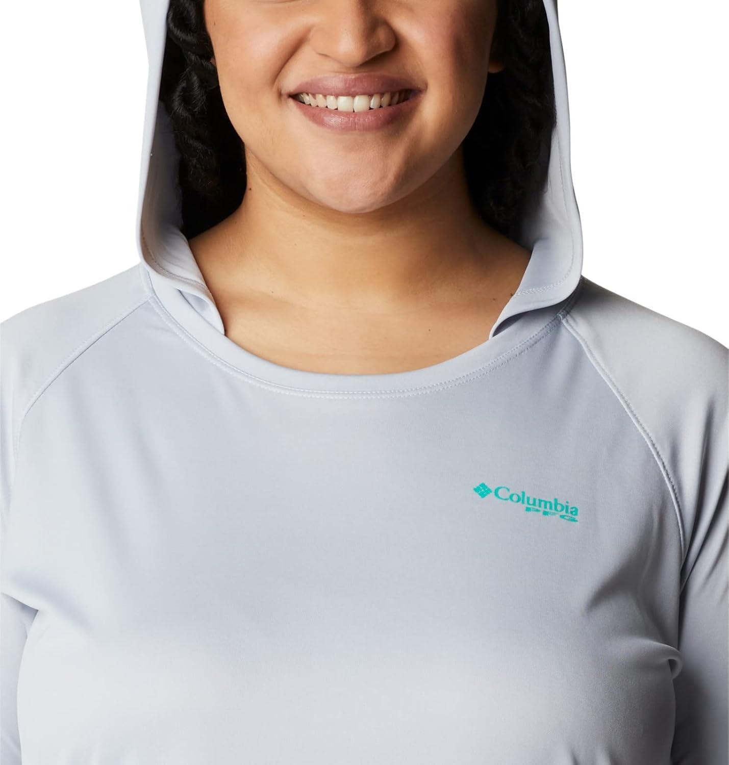 imageColumbia Womens Tidal Tee HoodieCirrus GreyElectric Turquoise Logo