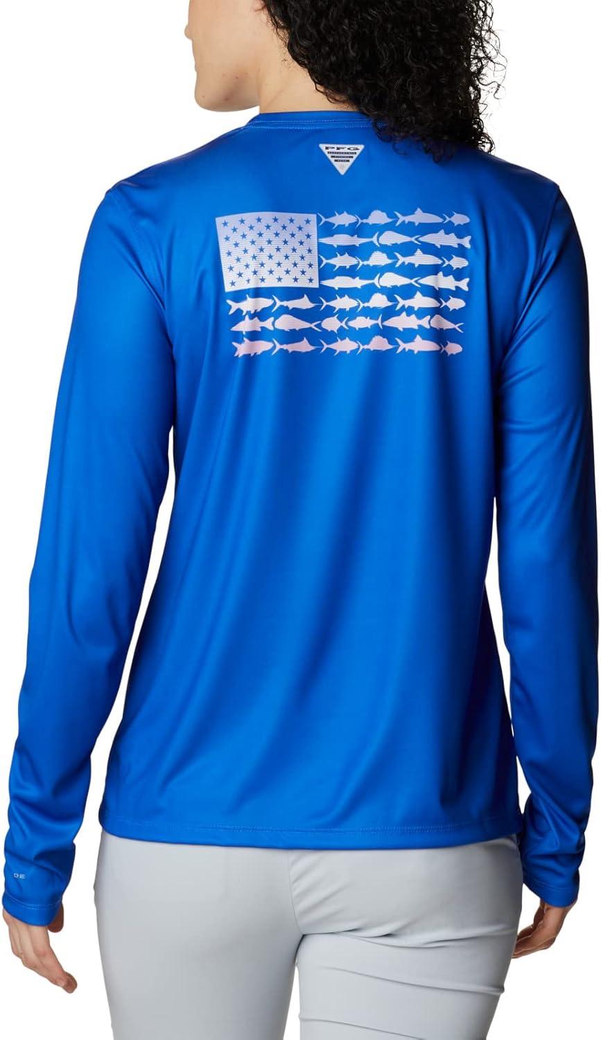 imageColumbia Womens Tidal Tee PFG Fish Flag LsTidal Tee PFG Fish Flag Long SleeveBlue MacawWhite Gradient