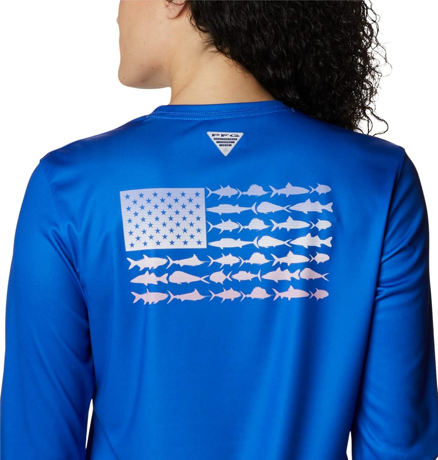 imageColumbia Womens Tidal Tee PFG Fish Flag LsTidal Tee PFG Fish Flag Long SleeveBlue MacawWhite Gradient