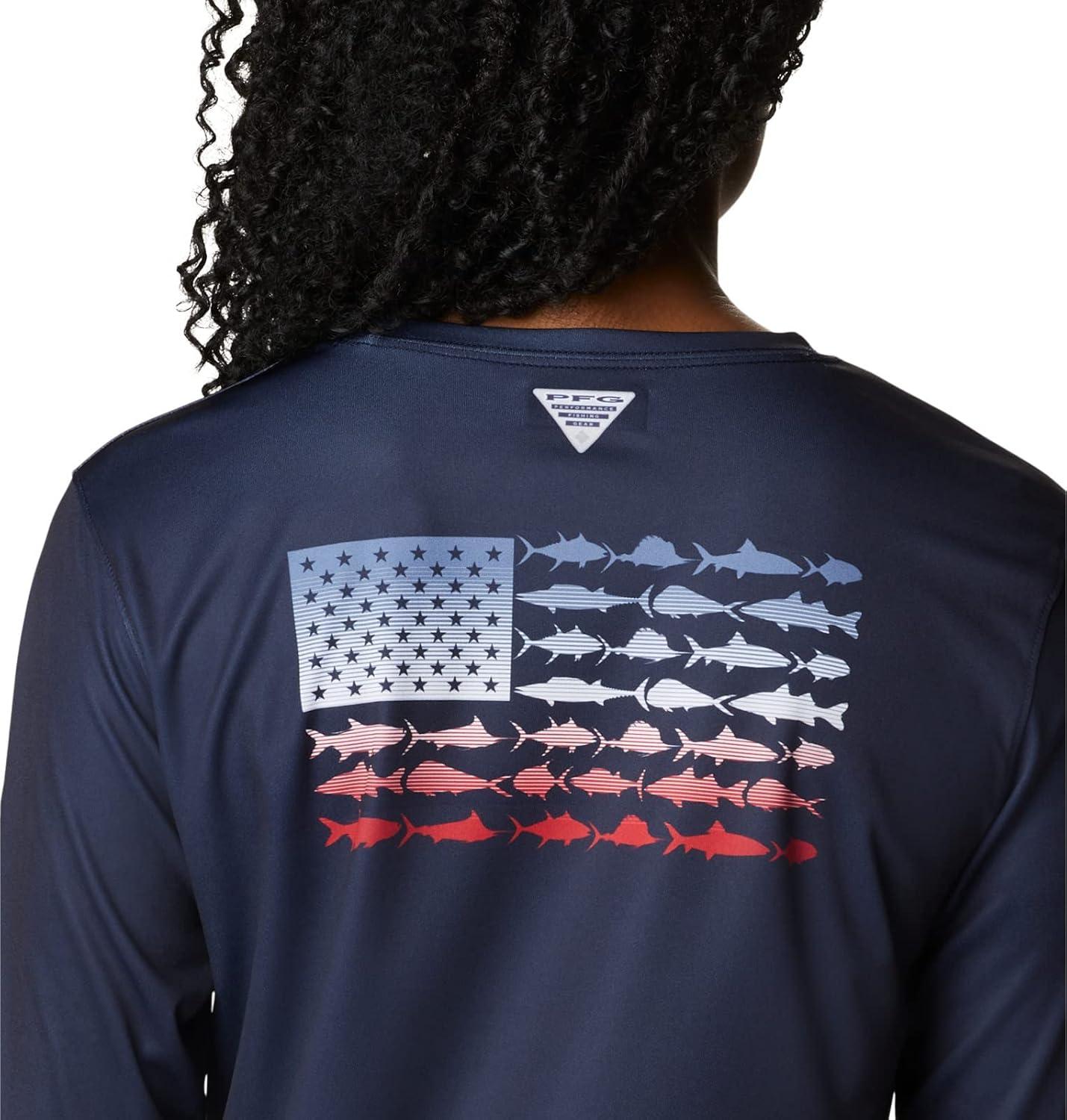 imageColumbia Womens Tidal Tee PFG Fish Flag LsTidal Tee PFG Fish Flag Long SleeveCollegiate NavyFish Flag Ombre