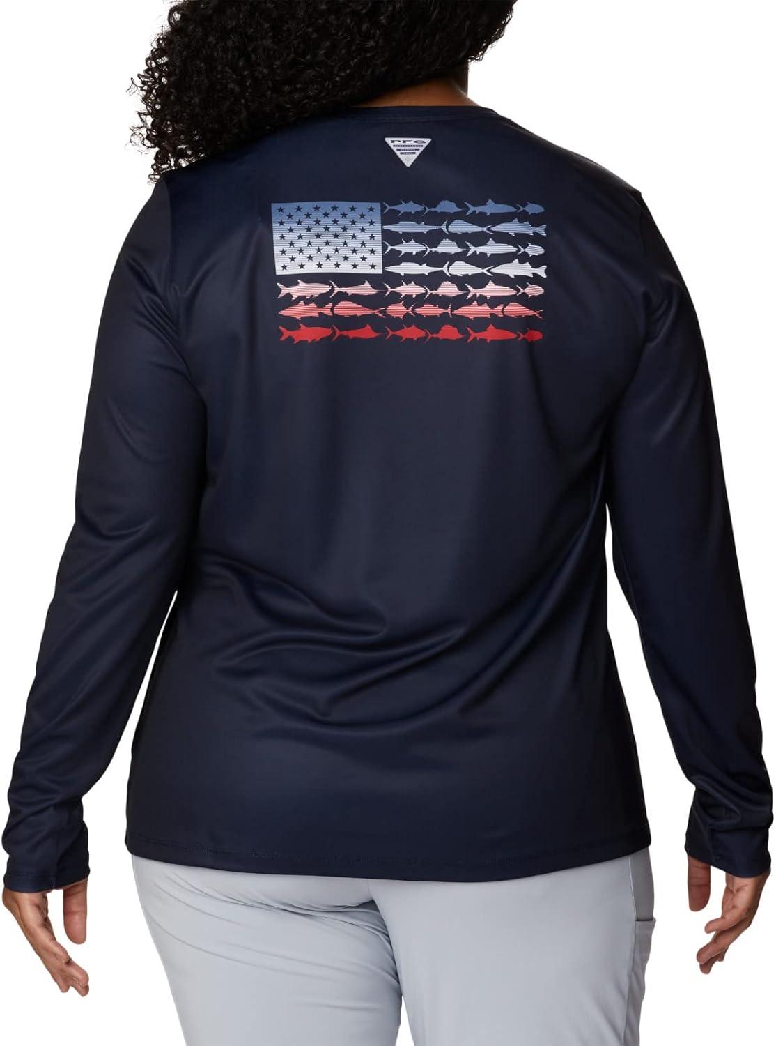 imageColumbia Womens Tidal Tee PFG Fish Flag LsTidal Tee PFG Fish Flag Long SleeveCollegiate NavyFish Flag Ombre