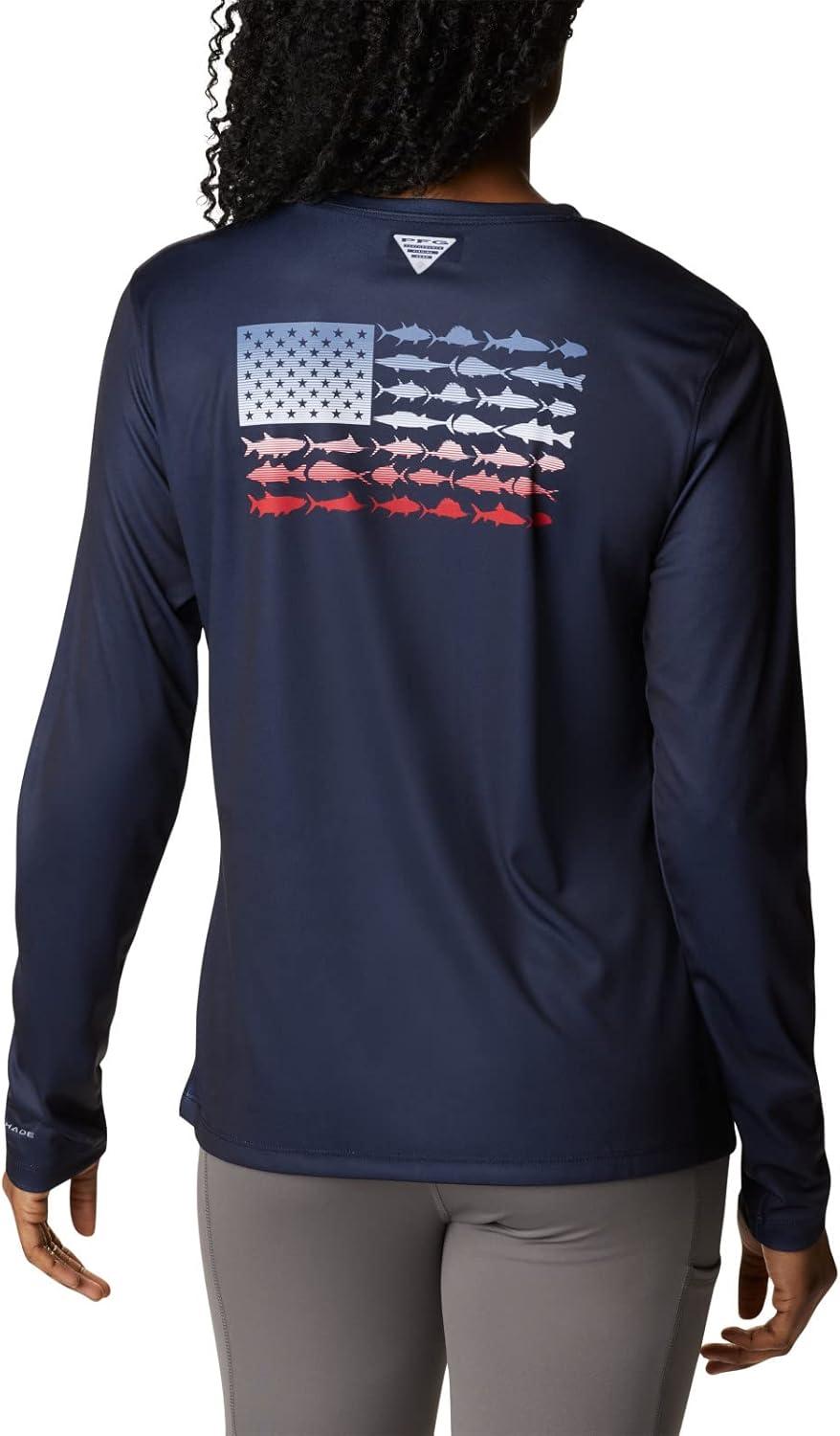 imageColumbia Womens Tidal Tee PFG Fish Flag LsTidal Tee PFG Fish Flag Long SleeveCollegiate NavyFish Flag Ombre
