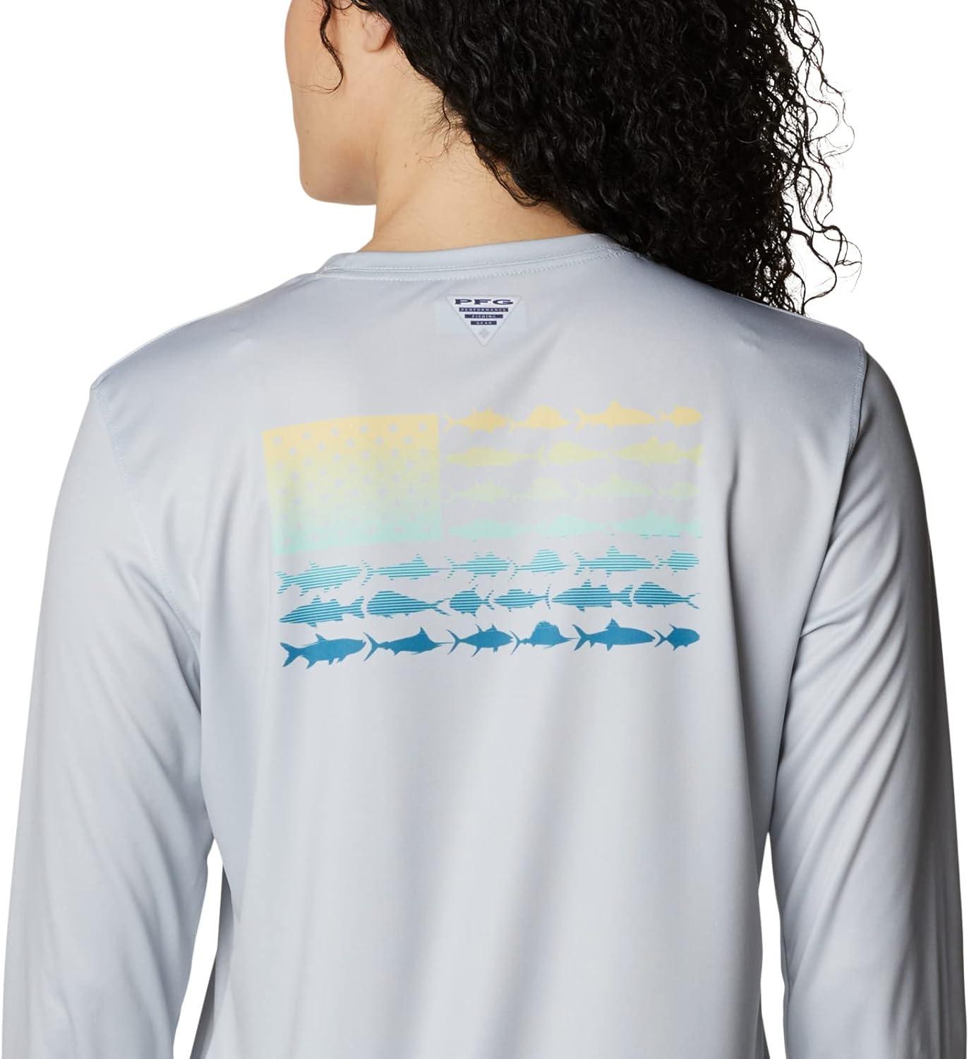 imageColumbia Womens Tidal Tee PFG Fish Flag LsTidal Tee PFG Fish Flag Long SleeveCool GreyDeep Marine Gradient