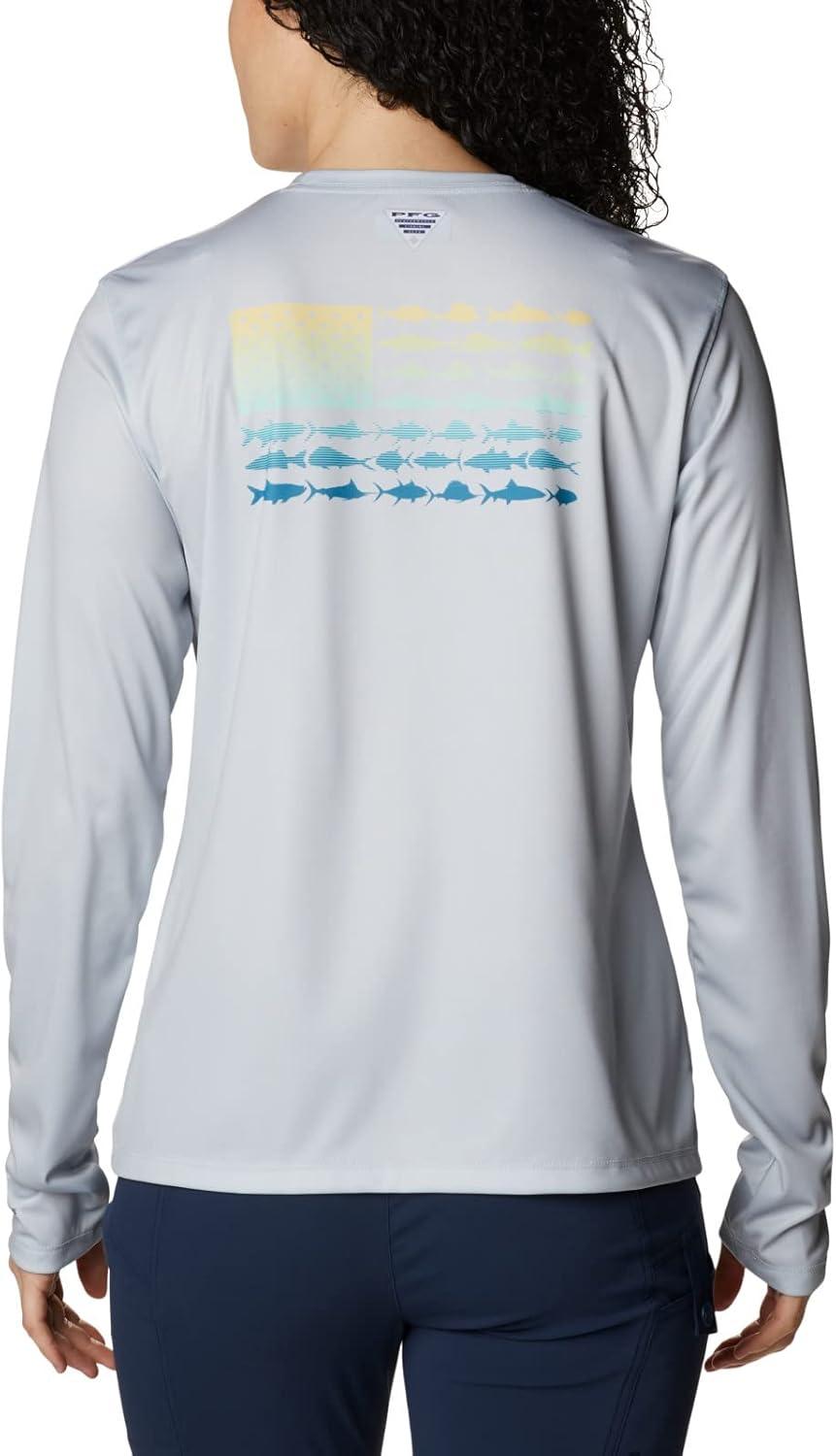 imageColumbia Womens Tidal Tee PFG Fish Flag LsTidal Tee PFG Fish Flag Long SleeveCool GreyDeep Marine Gradient