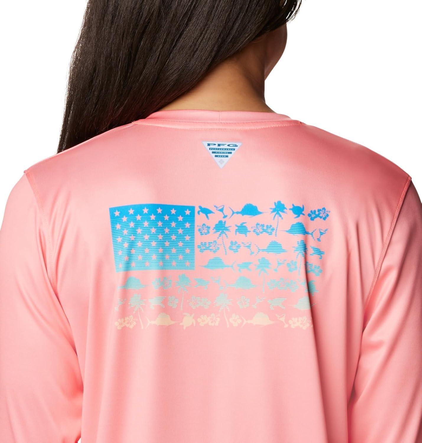 imageColumbia Womens Tidal Tee PFG Fish Flag LsTidal Tee PFG Fish Flag Long SleeveCoral GlowFish and Friends Ombre