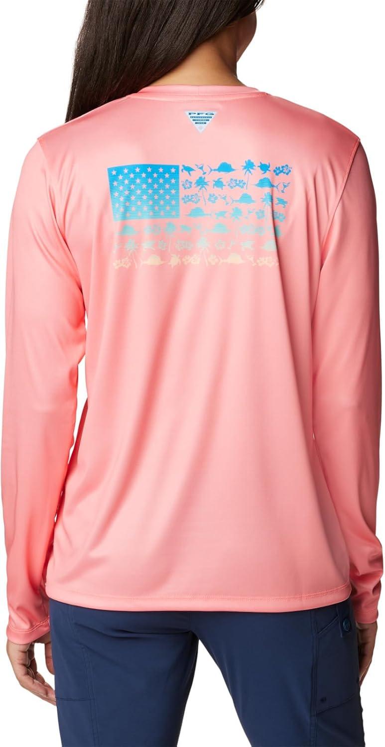 imageColumbia Womens Tidal Tee PFG Fish Flag LsTidal Tee PFG Fish Flag Long SleeveCoral GlowFish and Friends Ombre