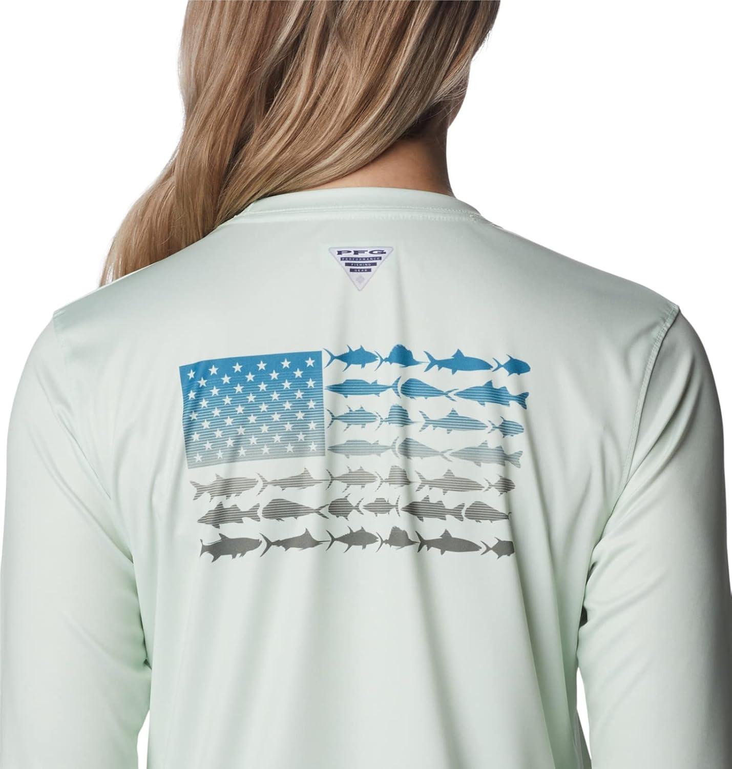 imageColumbia Womens Tidal Tee PFG Fish Flag LsTidal Tee PFG Fish Flag Long SleeveLight LimeSafari Gradient