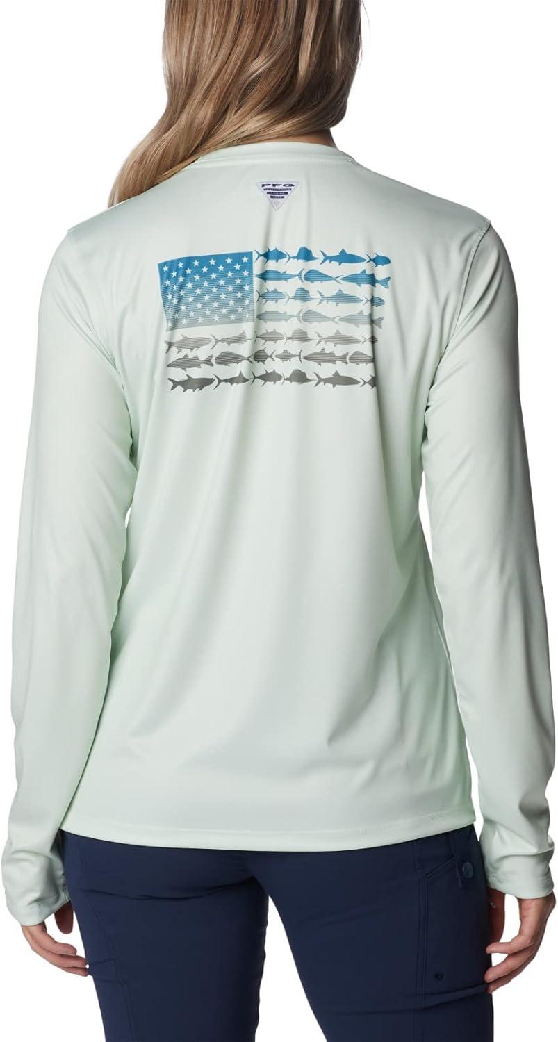 imageColumbia Womens Tidal Tee PFG Fish Flag LsTidal Tee PFG Fish Flag Long SleeveLight LimeSafari Gradient