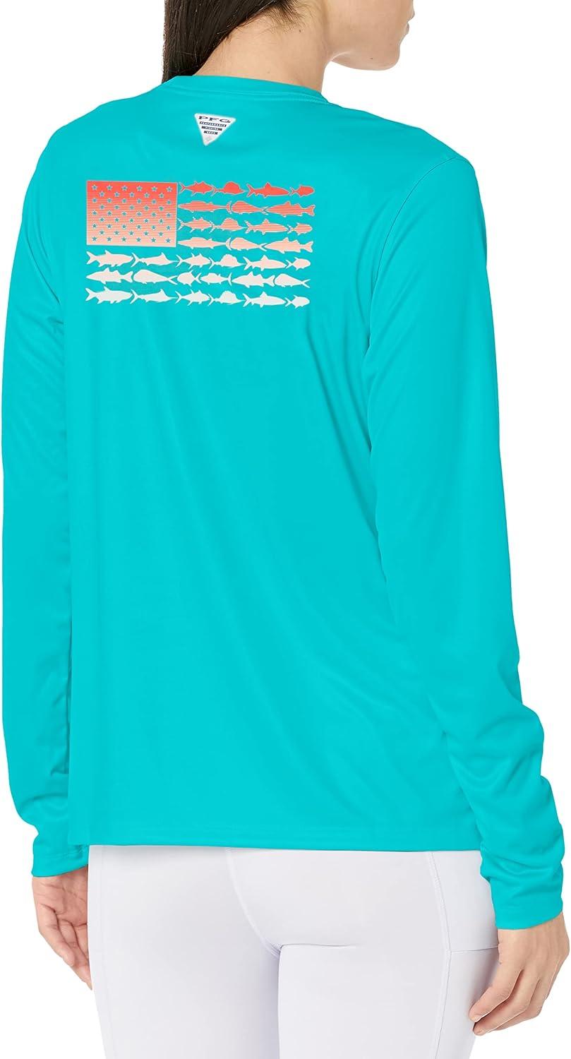 imageColumbia Womens Tidal Tee PFG Fish Flag LsTidal Tee PFG Fish Flag Long SleeveOcean TealFish Flag Ombre