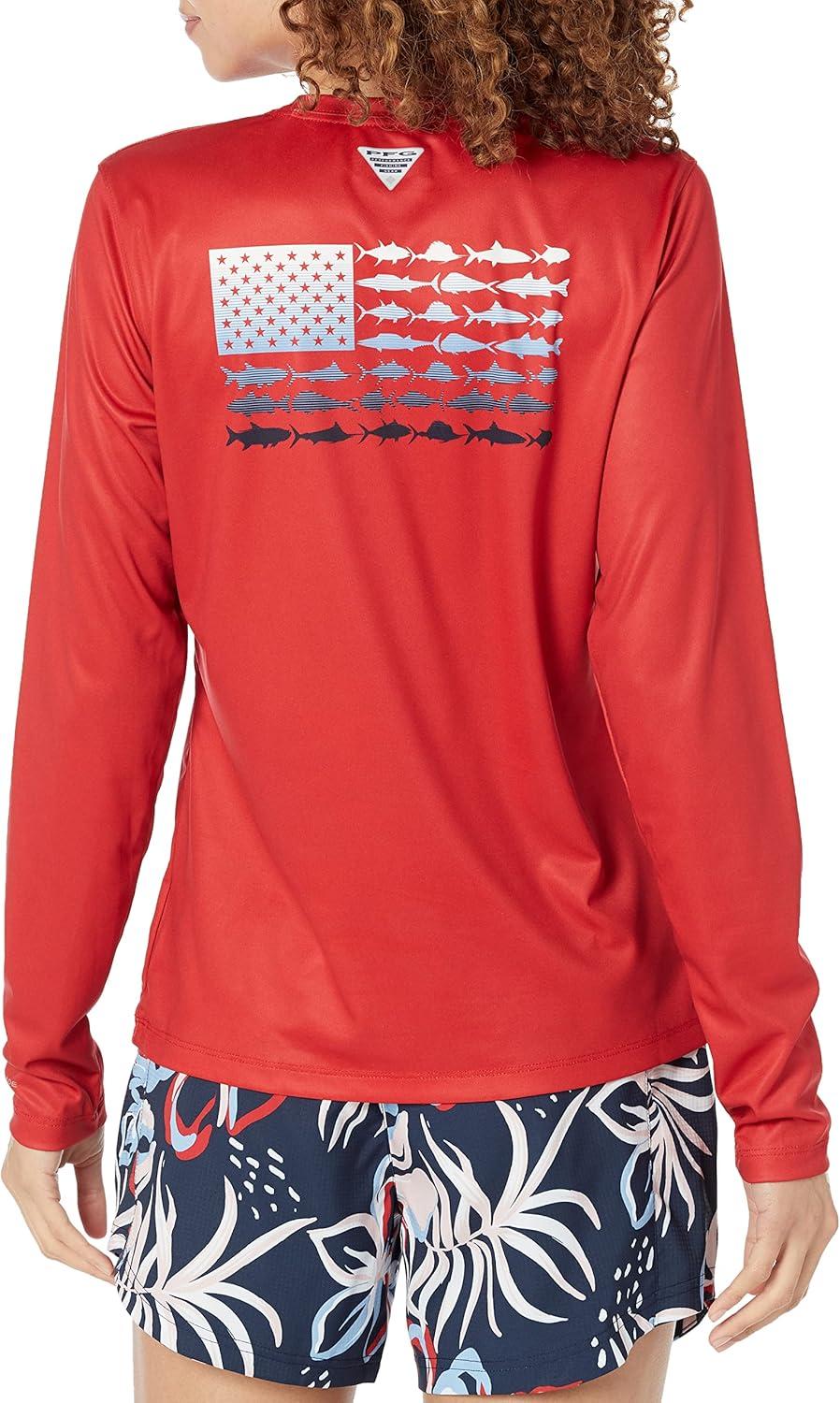 imageColumbia Womens Tidal Tee PFG Fish Flag LsTidal Tee PFG Fish Flag Long SleeveRed SparkFish Flag Ombre