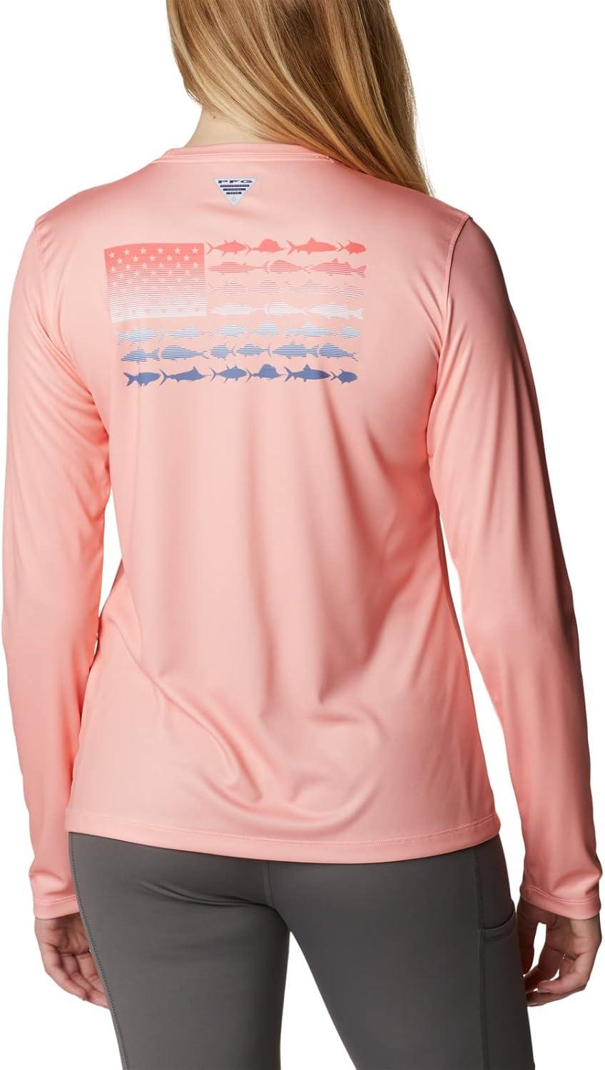 imageColumbia Womens Tidal Tee PFG Fish Flag LsTidal Tee PFG Fish Flag Long SleeveTiki PinkNeon Sunrise Gradient