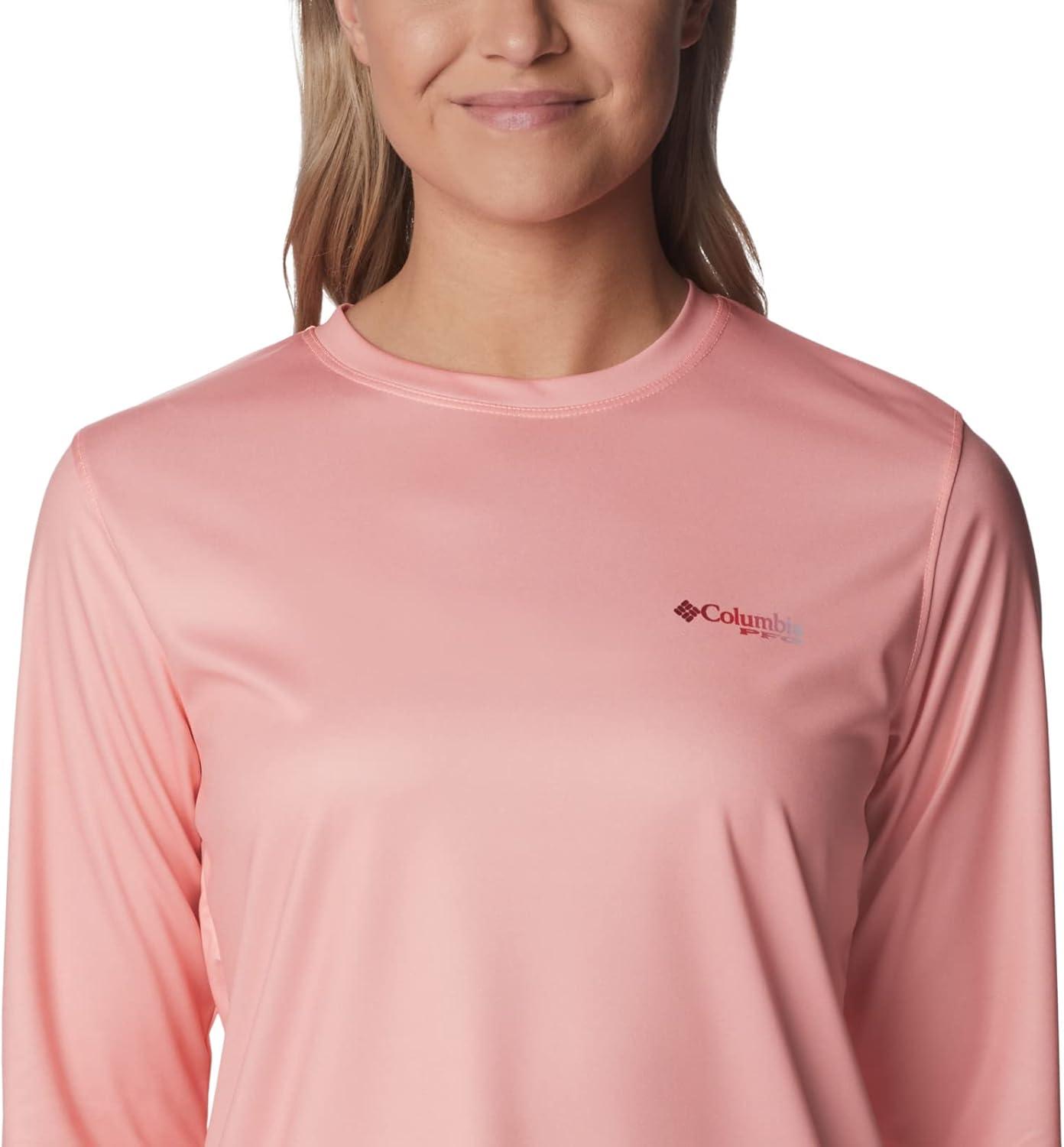 imageColumbia Womens Tidal Tee PFG Fish Flag LsTidal Tee PFG Fish Flag Long SleeveTiki PinkRed Hibiscus Gradient
