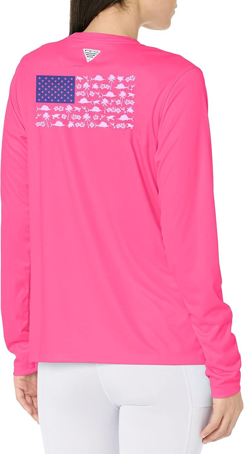 imageColumbia Womens Tidal Tee PFG Fish Flag LsTidal Tee PFG Fish Flag Long SleeveUltra PinkFish and Friends Flag
