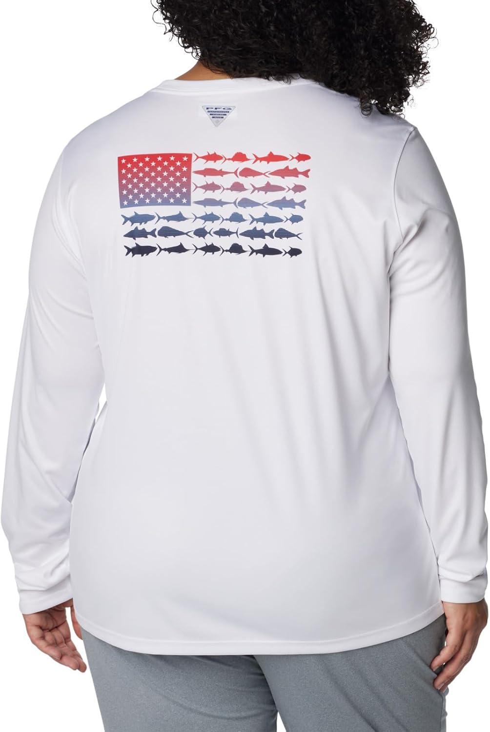 imageColumbia Womens Tidal Tee PFG Fish Flag LsTidal Tee PFG Fish Flag Long SleeveWhiteFish Flag Ombre