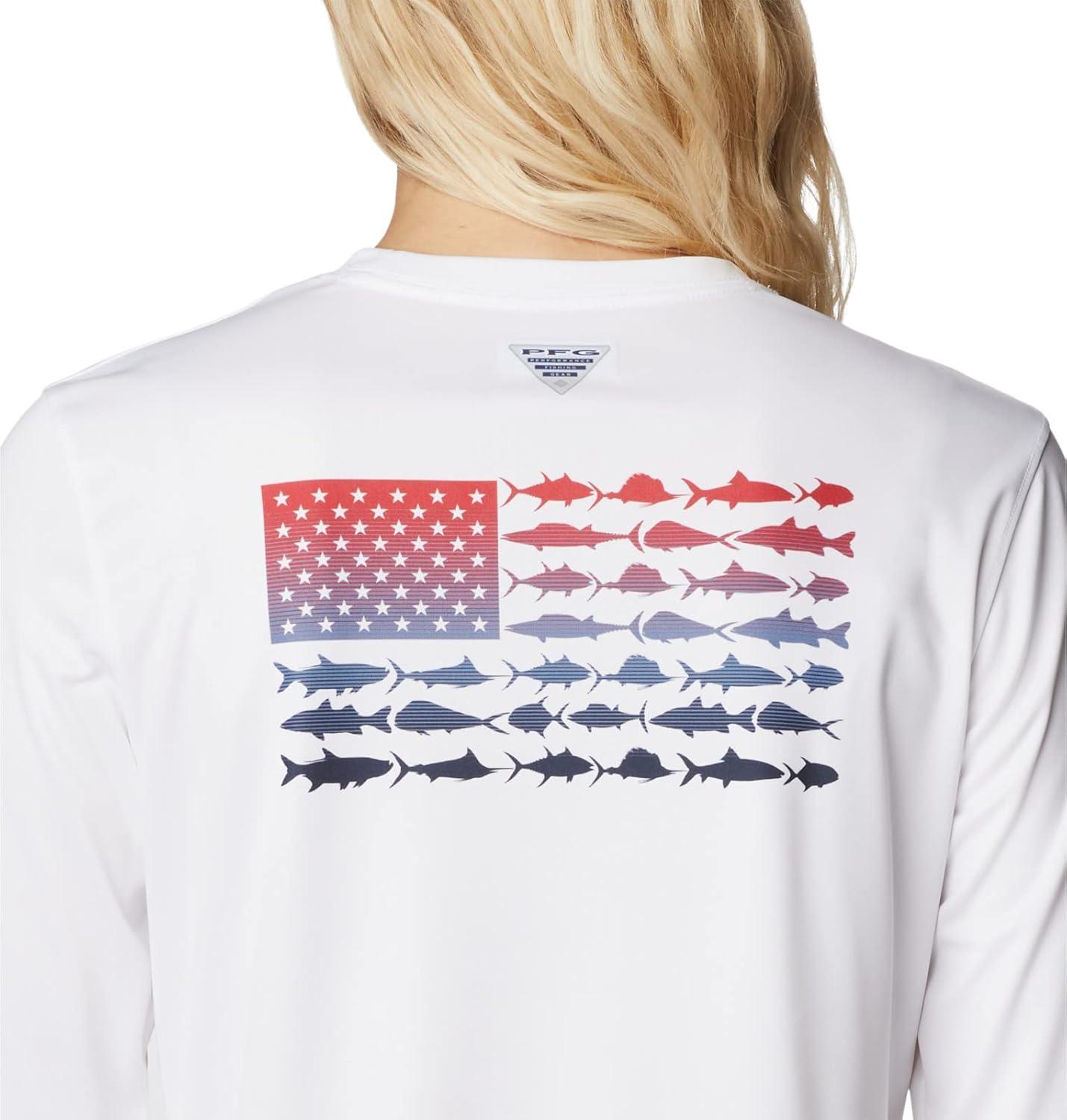 imageColumbia Womens Tidal Tee PFG Fish Flag LsTidal Tee PFG Fish Flag Long SleeveWhiteFish Flag Ombre