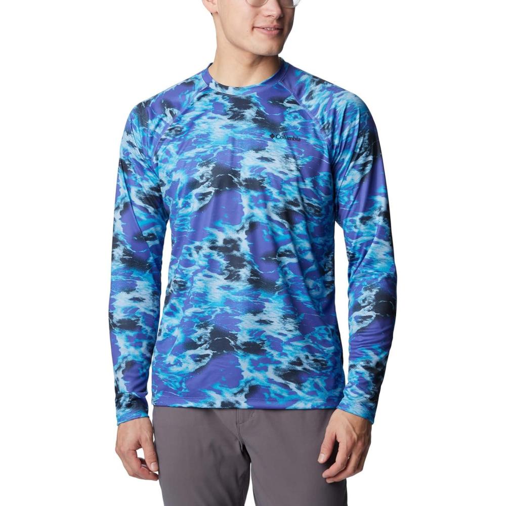 imageColumbia Mens Summerdry Printed Long SleevePurple Lotus Natureal Waves