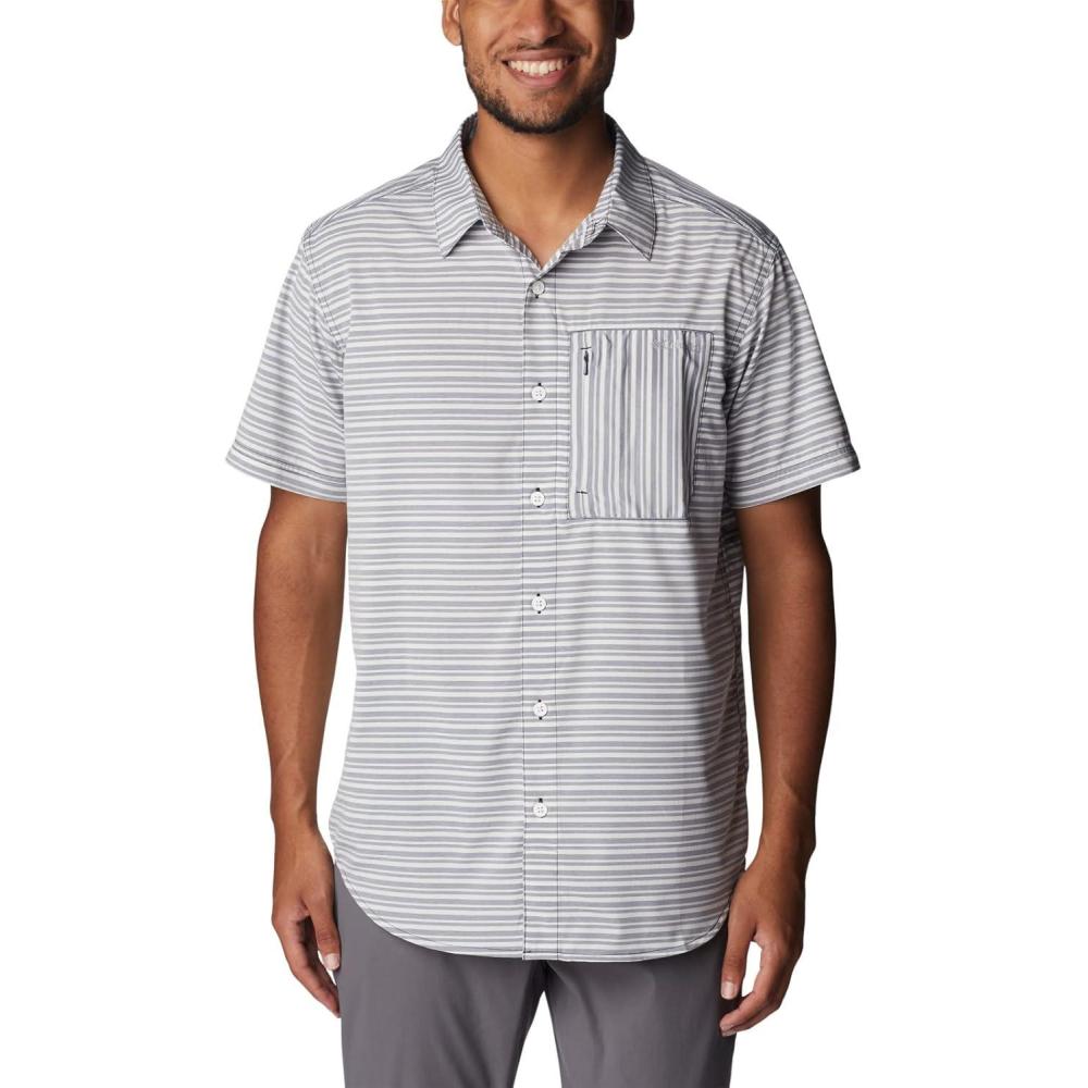 imageColumbia Mens Twisted Creek II Short Sleeve ShirtCollegiate Navy Basic Stripe