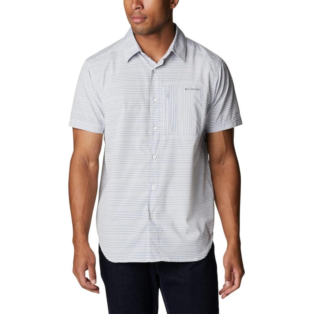 imageColumbia Mens Twisted Creek II Short Sleeve ShirtCollegiate Navy Wave Crest Stripe