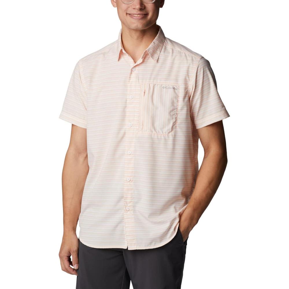 imageColumbia Mens Twisted Creek II Short Sleeve ShirtPeach Blossom Basic Stripe
