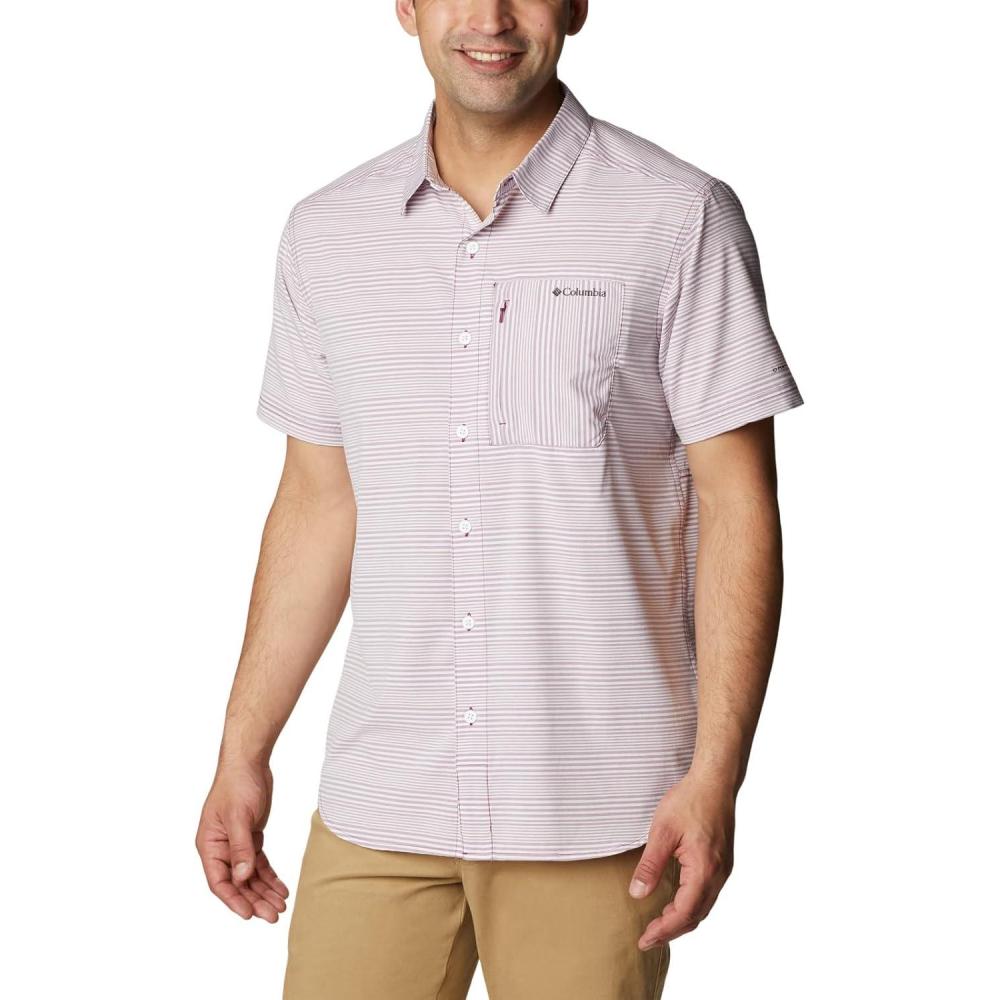 imageColumbia Mens Twisted Creek II Short Sleeve ShirtRed Onion Wave Crest Stripe