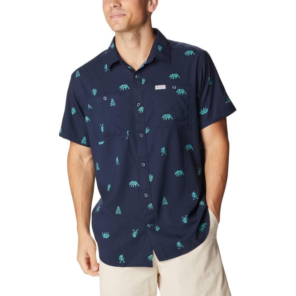 imageColumbia Mens Utilizer Printed Woven Short SleeveCollegiate Navy Camp Social
