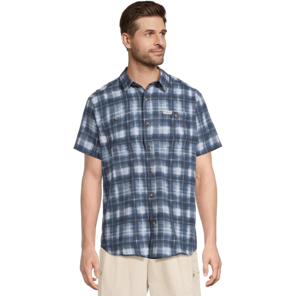 imageColumbia Mens Utilizer Printed Woven Short SleeveCollegiate Navy Omblur