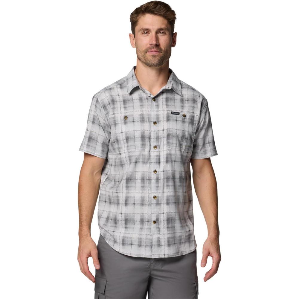imageColumbia Mens Utilizer Printed Woven Short SleeveColumbia Grey Omblur