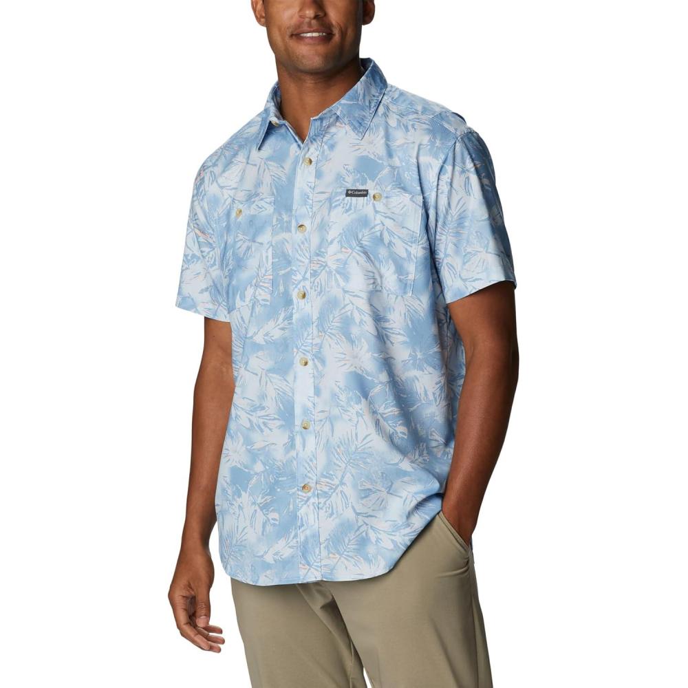 imageColumbia Mens Utilizer Printed Woven Short SleeveJet Stream Sketchy Paradise