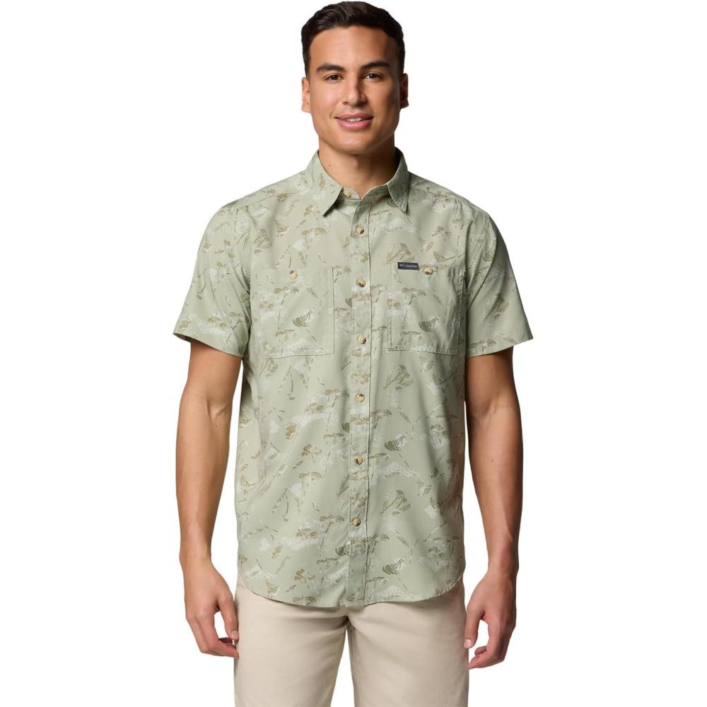 imageColumbia Mens Utilizer Printed Woven Short SleeveSafari Yarrow Mirage
