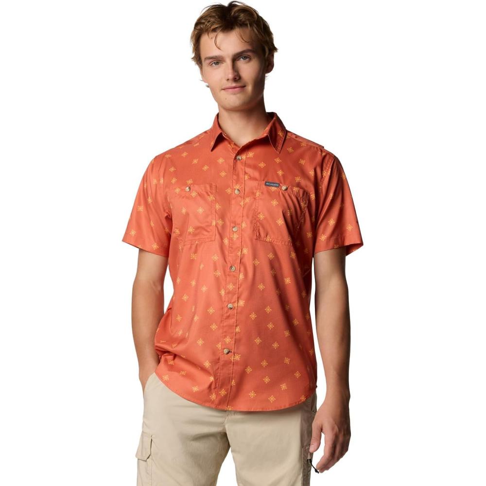 imageColumbia Mens Utilizer Printed Woven Short SleeveTuscan Sundot Tonal