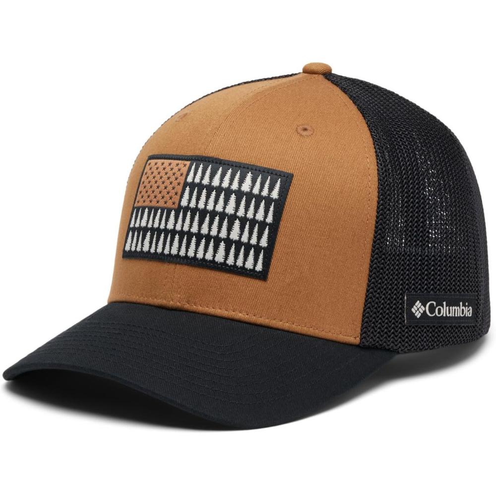 imageColumbia Unisex Adult PFG Logo Mesh Ball CapCamel BrownBlack