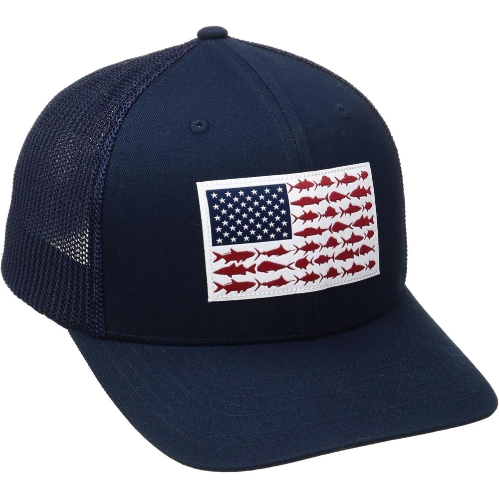 imageColumbia Unisex Adult PFG Logo Mesh Ball CapCollegiate Navy Fish Flag