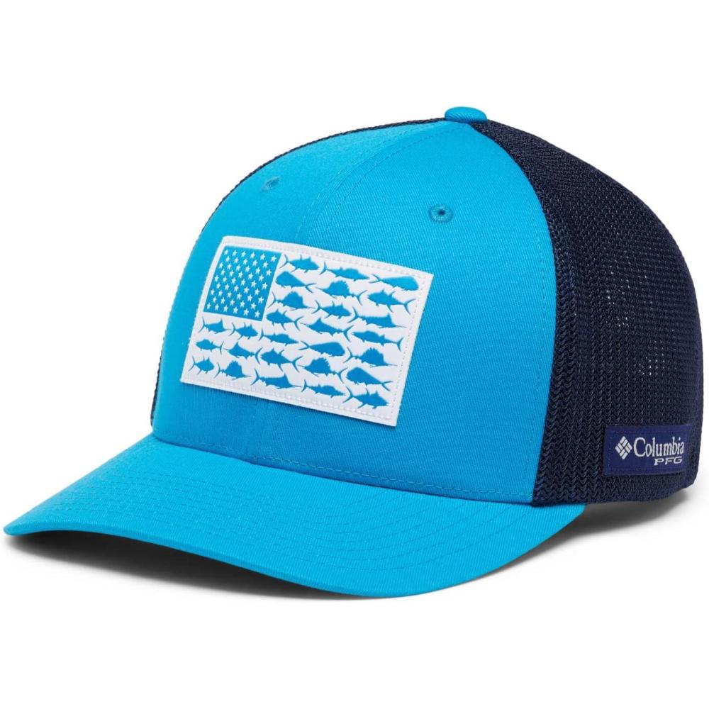 imageColumbia Unisex Adult PFG Logo Mesh Ball CapCompass BlueOffshore Slam Flag